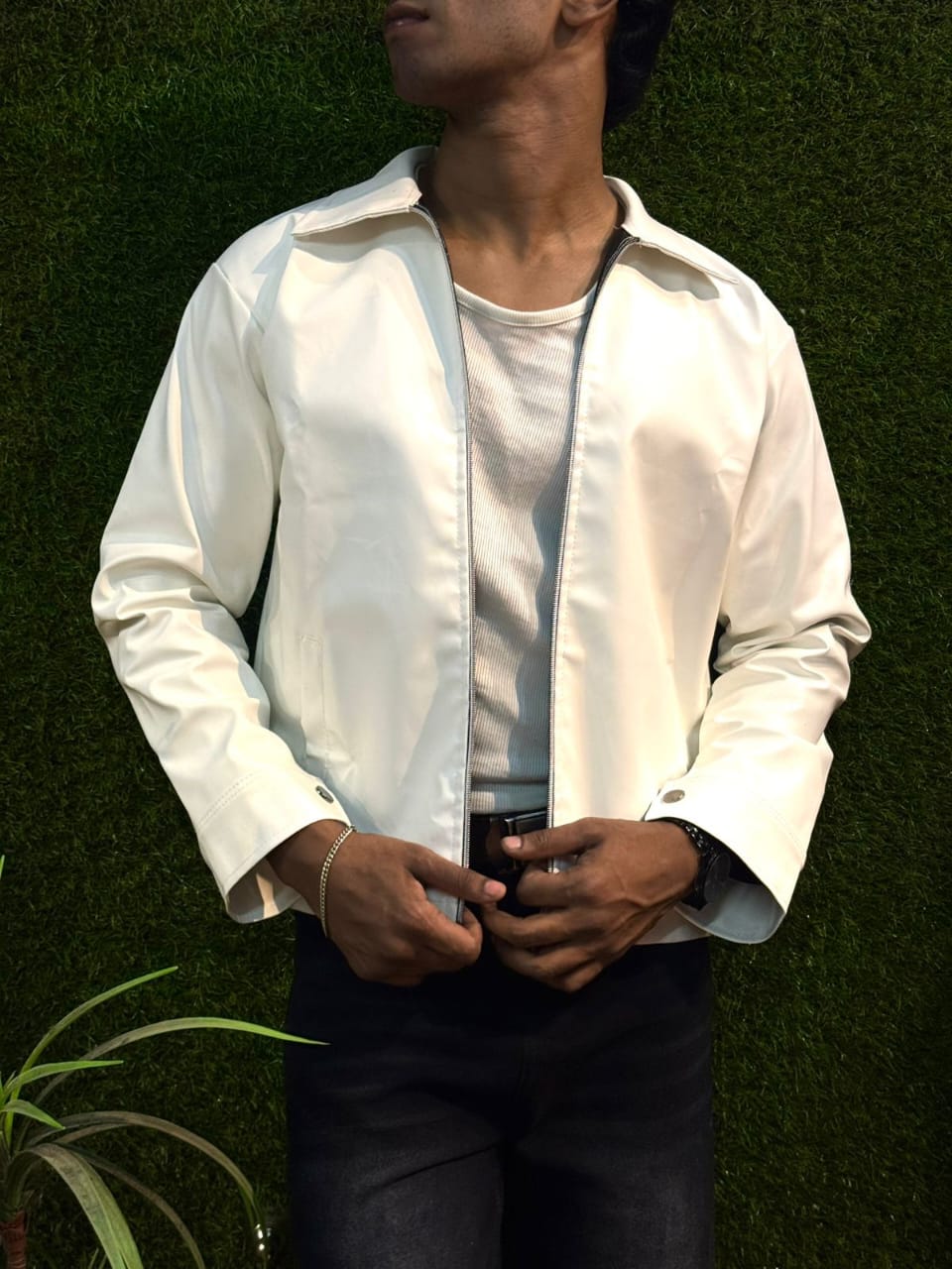 OFF WHITE LEATHER JACKET