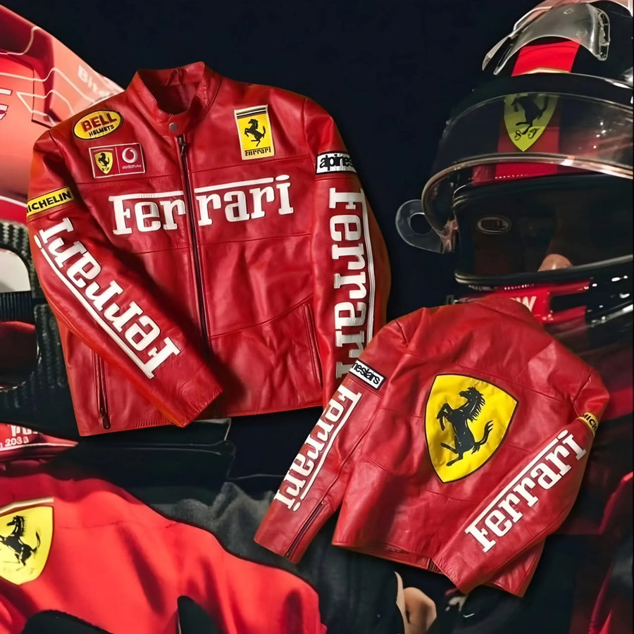 FERRARI F1 LEATHER RACING JACKET - PREMIUM MOTORSPORT STYLE