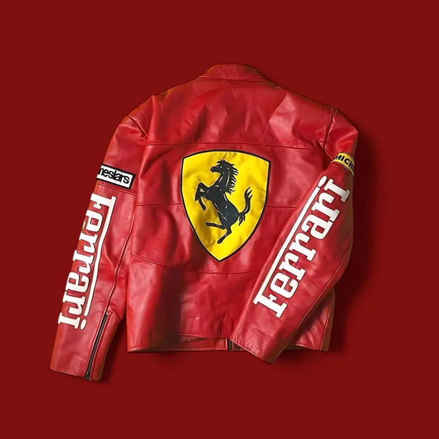 FERRARI F1 LEATHER RACING JACKET - PREMIUM MOTORSPORT STYLE