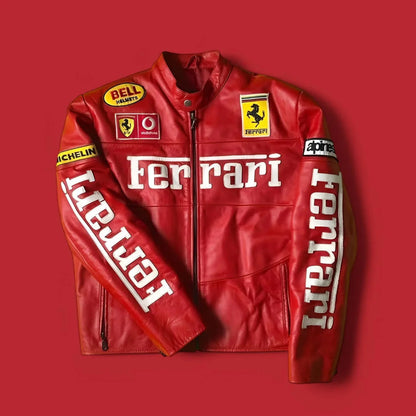 FERRARI F1 LEATHER RACING JACKET - PREMIUM MOTORSPORT STYLE