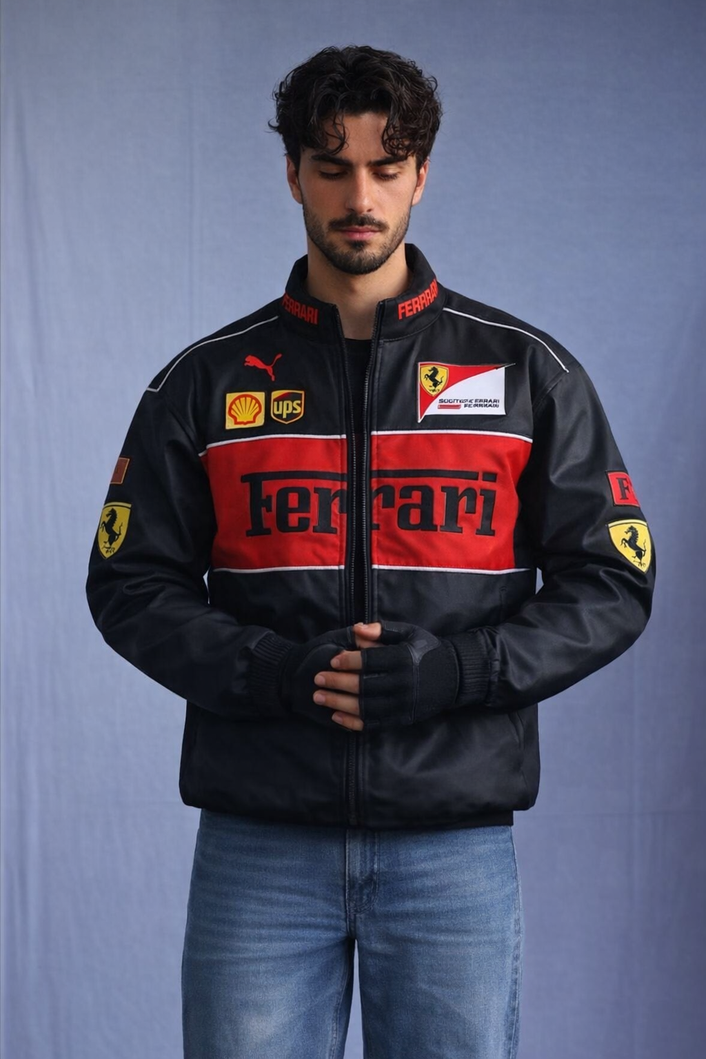 BLACK AND RED FERRARI JACKET